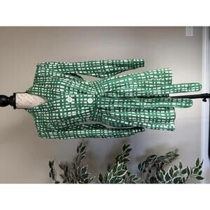 cabi Green Grid Belted Cardigan Coat – Size M